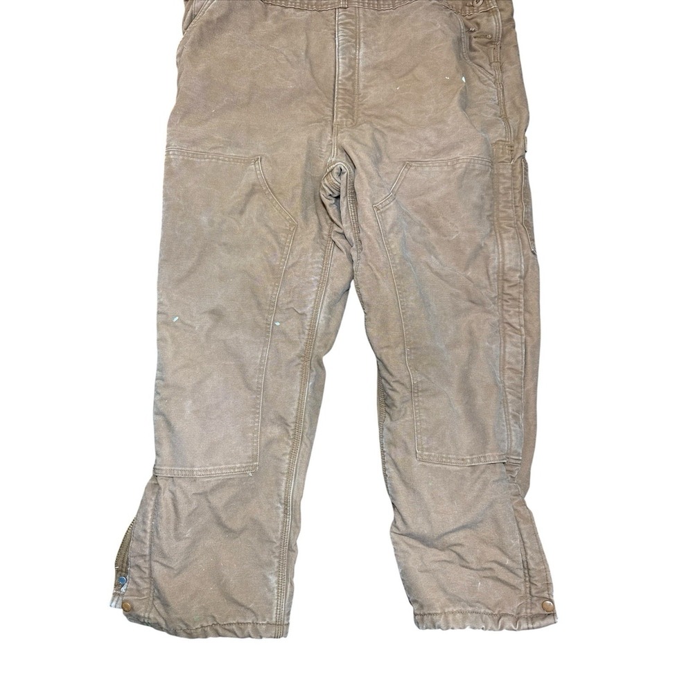 Carhartt Bib Overalls Mens 38x32 Brown Insulated - Picture 2 of 11